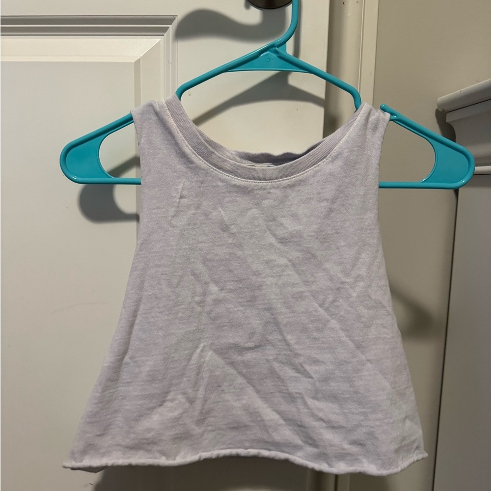 White Sleeveless Crop Muscle Tank